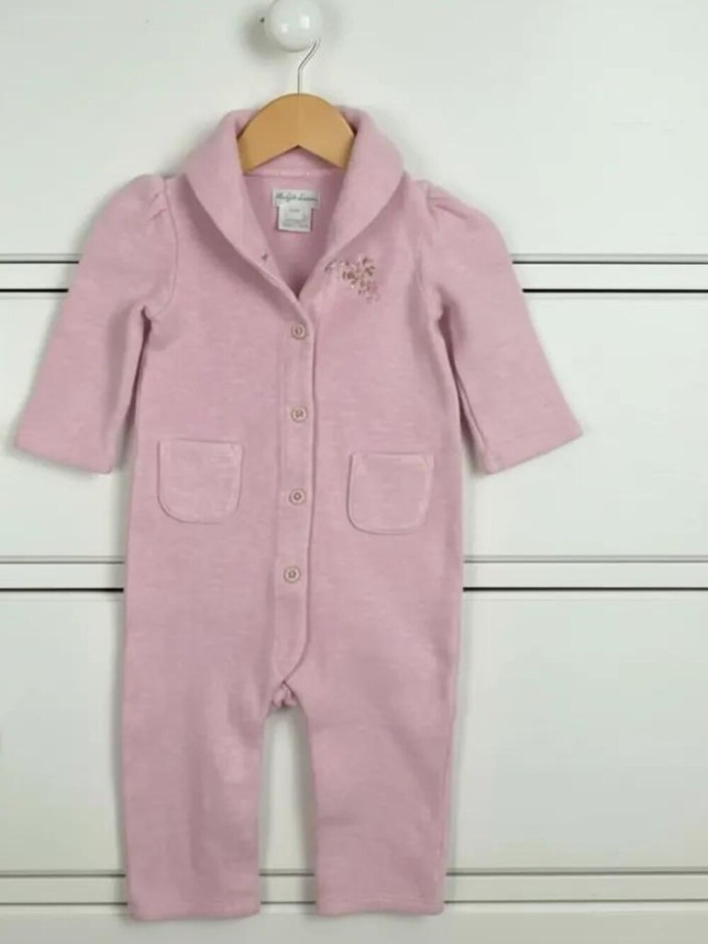 Ralph Lauren Pink Rib Knit Shawl-Collar Coverall size 9 Months